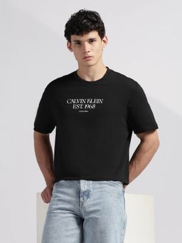 Calvin Klein - Men's Black Cotton Logo Regular Fit T-Shirt