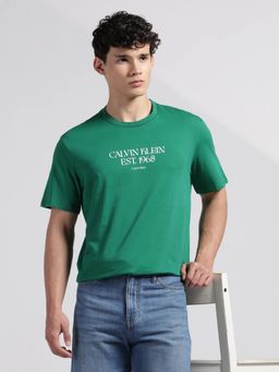 Calvin Klein - Mens' Green Logo Regular Fit Cotton T-Shirt