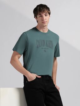 Calvin Klein - Men's Teal Logo Relaxed Fit Cotton T-Shirt