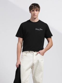 Calvin Klein - Men's Black Solid Relaxed Fit Cotton T-Shirt