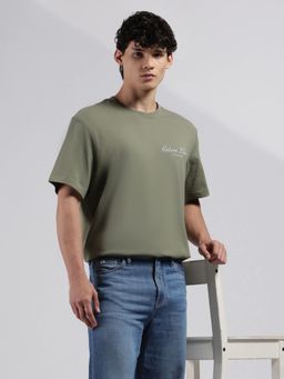 Calvin Klein - Men's Olive Solid Relaxed Fit Cotton T-Shirt