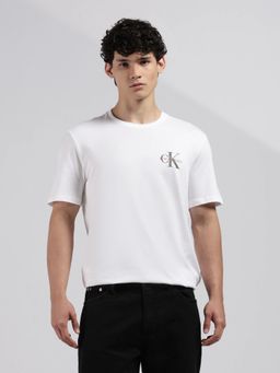 Calvin Klein - Men's White Solid Regular Fit Cotton T-Shirt
