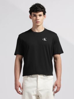 Calvin Klein - Men's Black Logo Regular Fit Half Sleeves Cotton T-Shirt