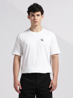 Calvin Klein - Men's White Logo Regular Fit Cotton Half Sleeves T-Shirt