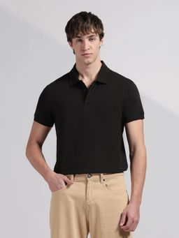 Calvin Klein - Men's Black Solid Slim Fit Cotton Polo T-Shirt