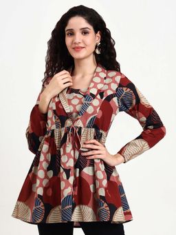 Divena - Maroon Printed Cotton Tunic