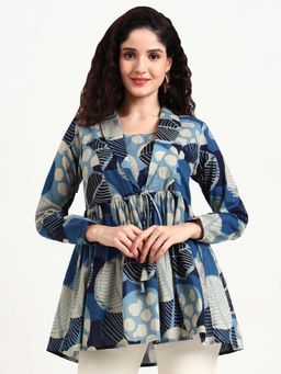 Divena - Blue Printed Cotton Tunic