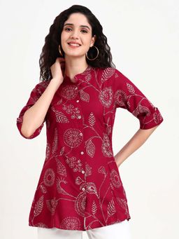 Divena - Maroon Printed Rayon Shirt