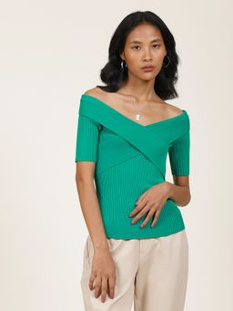 Label Ritu Kumar - Green Criss-Crop Top