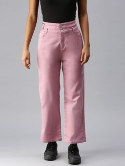 SHOWOFF - Women Clean Look Pink Relaxed Fit Denim Jeans