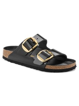 Birkenstock - Arizona Big Buckle High Shine Black Narrow Width Women Two-Strap Flats