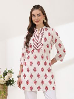 Nayam by lakshita - Womens Mandarin Collar Tunic Red