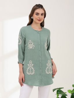 Nayam by lakshita - Embroidered Above Knee Cotton Tunic for Women