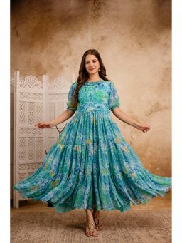 Wedani - Blue Women Floral Printed Anarkali Kurta