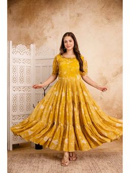 Wedani - Yellow Women Floral Printed Anarkali Kurta