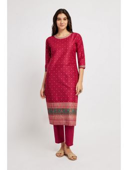 SPAN - Pink Straight Printed Kurta