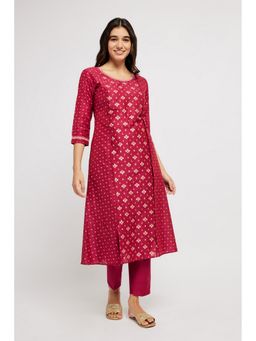 SPAN - Pink A-Line Printed Kurta