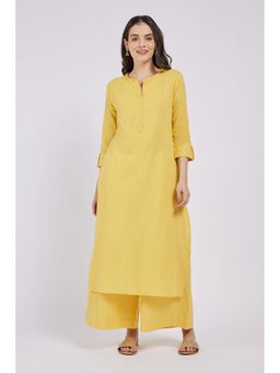 SPAN - Yellow Straight Solid Kurta
