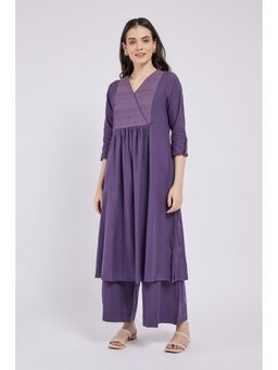 SPAN - Purple A-Line Solid Kurta