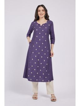 SPAN - Purple A-Line Embroidered Kurta