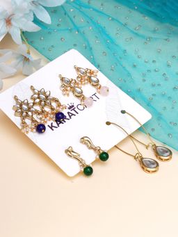 Karatcart - Set of 4 Handcrafted Kundan Earrings Combo for Women