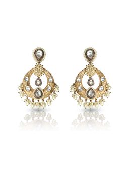 TIZORA - Gold Finish Kundan Chandbalis