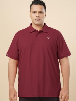 Technosport - Men Plus Size Solid Active Polo T-shirt - Maroon
