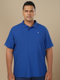 Technosport - Men Plus Size Solid Active Polo T-shirt - Blue