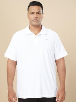 Technosport - Men Plus Size Solid Active Polo T-shirt - White (3XL)