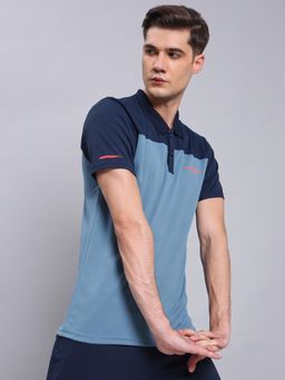 Technosport - Men Colorblock Relax Fit Polo Sports T-shirt - Blue