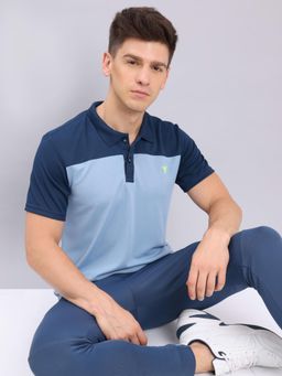 Technosport - Men Colorblock Relax Fit Polo Sports T-shirt - Blue