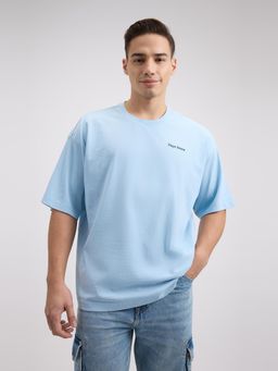 Pepe Jeans - Men Blue Back Print Short Sleeve Oversized T-Shirt