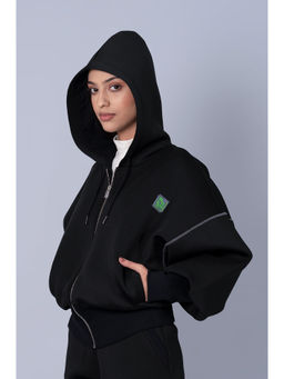 Muvazo - Women Black Donning Dusk Jacket With Hoodie