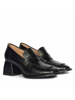 Saint G - Womens Black Croco Leather Loafers