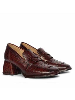 Saint G - Womens Chocolate Croco Leather Loafers