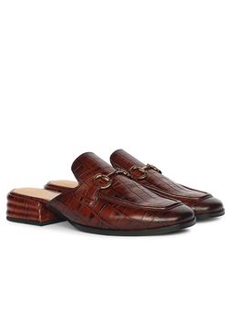 Saint G - Womens Chocolate Croco Leather Mules