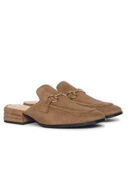Saint G - Womens Taupe Leather Mules