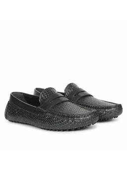 Saint G - Mens Navy Woven Leather Loafers