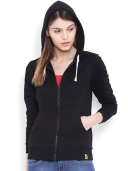 Campus Sutra - Black Solid Hoodie