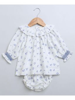 SWEETLIME BY AS - Blue Floral Printed Top with A Bloomer (Set of 2)