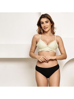 PrettyCat - Lightly Padded Non-Wired Floral Lace Bralette Bra Panty Set - Green