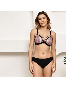 PrettyCat - Snake Print Strappy Triangle Bra Panty Set For Women - Brown