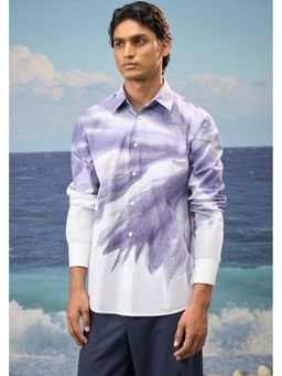 Genes Lecoanet Hemant - White Premium Cotton Poplin Abstract Print Full-Sleeve Shirt