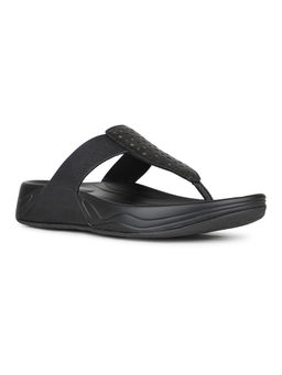 Inc.5 - Women Black Embellished Round Toe Slip-On Sandals
