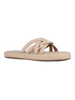 Inc.5 - Women Beige Solid Round Toe Slip-On Sandals