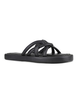 Inc.5 - Women Black Solid Round Toe Slip-On Sandals