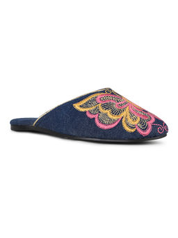 Inc.5 - Women Navy Casual Printed Round Toe Slip-On Flat Mules