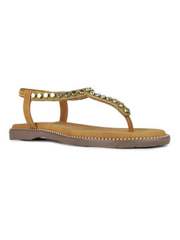 Inc.5 - Women Golden Ethnic Embellished Sandals