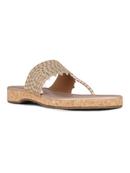 Inc.5 - Women Rose Gold Ethnic Embellished Slip-On Sandals