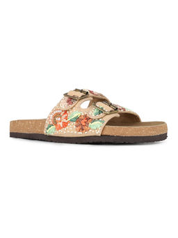 Inc.5 - Women Peach Casual Printed Round Toe Slip-On Sandals